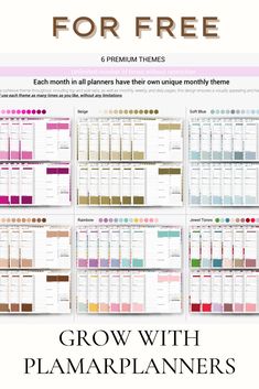 the printable planner for planners with text that says, grow with planners and get organized