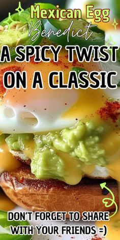the mexican egg sandwich has been served on a toasted bun with guacamole