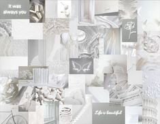 a collage of white and silver images