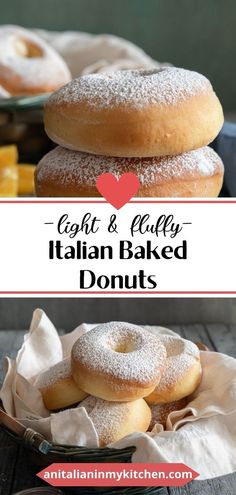 No need to use the fryer, these easy baked donuts will cure your donut cravings! These Italian baked donuts are light and fluffy from the addition of yeast and have a light citrus taste! Instead of being fried they are baked, making the recipe both easy to make and impossible to stop at eating just one. Baked Donuts That Taste Like Fried, Light Donut Recipe, Oven Baked Yeast Donuts Recipes, Oven Baked Yeast Donuts, Baked Yeast Donuts With Donut Pan, Italian Donuts Recipe, Light Doughnuts Recipe, Italian Ricotta Donuts Recipe, Baked Raised Yeast Donuts