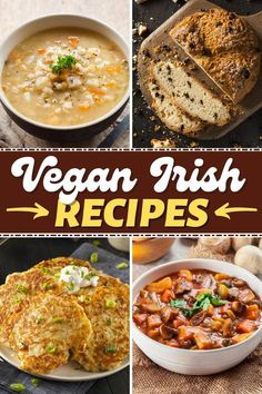 vegan irish recipes collage with text overlay