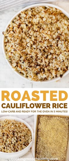the recipe for roasted cauliflower rice is shown