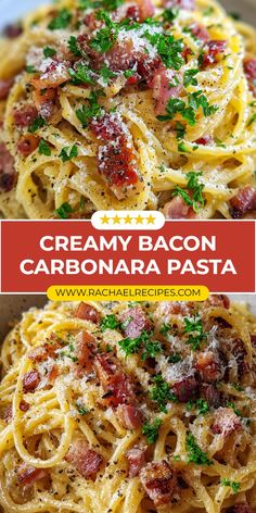 bacon carbonara pasta, creamy pasta recipe, easy dinner ideas, classic Italian dish, comfort food recipes, quick weeknight meals