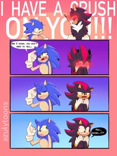 sonic the hedge comic strip with caption that says i have a crush on you