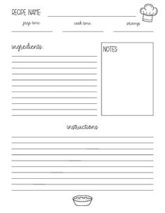 a recipe card with the words, ingredients and instructions on it in black and white