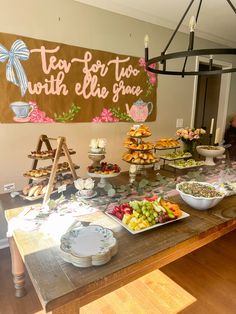 Two Tired Birthday, Tea For Two Painted Banner, Tea For Two Birthday Banner, 3 Tea Party Birthday, Tea For Two Party 2nd Birthday, Child Tea Party, Tee Party Birthday, Tea Party 2nd Birthday Ideas, 2 Girl Birthday Theme