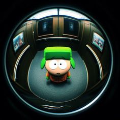 a cartoon character is seen in the mirror