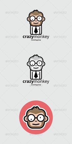 the logo for crazy monkey is shown in three different colors