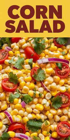 corn salad with cilantro, red onion and tomatoes