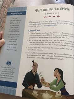 the book is open to show an image of a man and woman having dinner together