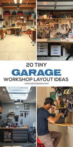 garage workshop layouts with the words 20 tiny garage workshop layout ideas