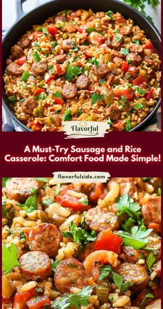 sausage and rice casserole comfort food made simple with flavorful ingredients such as parsley