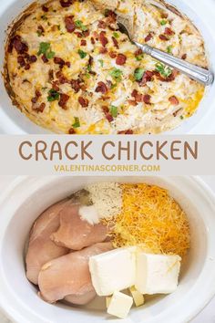 the ingredients to make crock chicken are in bowls