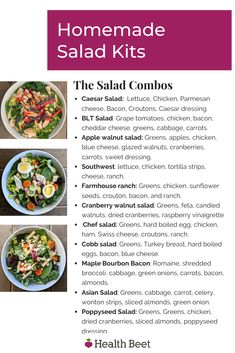 the salad kit includes four different types of salads and three different ingredients to make it