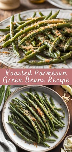 roasted parmesan green beans recipe on a plate