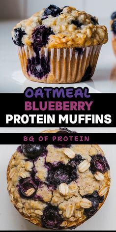 blueberry muffins with oatmeal on top and bottom