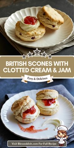 british scones with glazed cream and jam