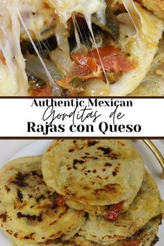 the mexican food is prepared and ready to be eaten on the table with text overlay that reads authentic mexican vegetarian quesadillas