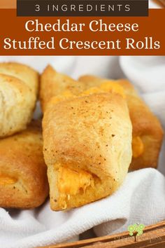 cheddar cheese stuffed crescent rolls in a basket