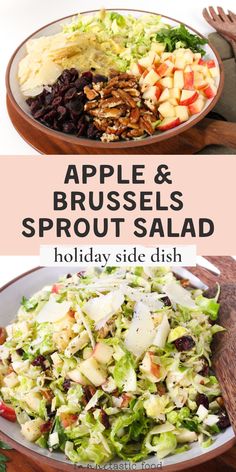 apple and brussel sprout salad with holiday side dish on the side