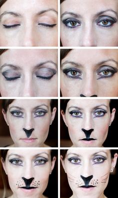 Easy Cat Makeup Tutorial for a Last Minute Halloween Costume Cat Face Makeup Easy, Cat Make Up For Halloween Easy, Easy Simple Cat Makeup, Diy Cat Makeup, Easy Cat Costume Makeup, Cat Make Up For Halloween Simple, Easy Cat Makeup Halloween Diy, Easy Cat Face Makeup, Diy Cat Face Makeup Easy