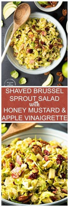 shaved brussel sprout salad with honey mustard and apple vinaigrette