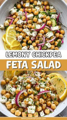 this lemony chickpea feta salad is an easy and healthy side dish