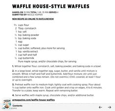 the recipe for waffle house style waffles