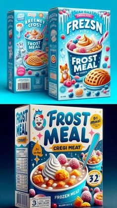 two boxes of frosted cereal are shown with the same product in it's packaging
