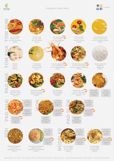 a poster with different types of food on it's sides, including rice and vegetables
