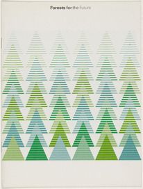 an image of trees for the future in green and blue on a white paper background