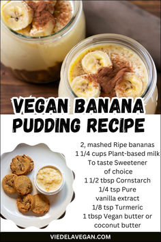 a recipe for vegan banana pudding in a jar