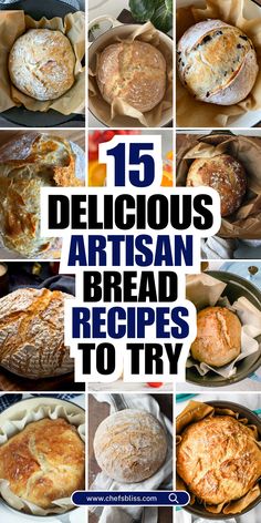 Discover the world of artisan bread with these 15+ artisan bread recipes that will elevate your baking game. From rustic sourdoughs to perfectly crusty baguettes, this collection offers recipes for both beginners and seasoned bakers. Whether you're craving classic European-style loaves or modern takes with exciting flavors, these recipes provide detailed instructions and tips to help you create bakery-worthy bread right in your kitchen. Breads Variety, Different Flavors Of Bread, Bread Variations, Artisan Bread Flour Recipes, Artisan Bread Ideas, Artisan Yeast Bread Recipes, Types Of Homemade Bread, Bread Inspiration, Artisan Sweet Bread Recipes