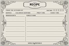 a recipe card with the word recipe written in black and white on top of it