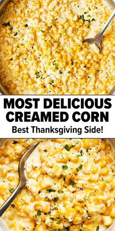 Creamed corn Thanksgiving side dish recipe.