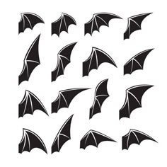 a set of black bats on a white background