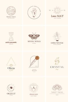 six different logos for various types of items
