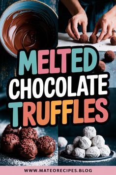 melted chocolate truffles on a plate with the words melted chocolate truffles