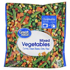a bag of mixed vegetables on a white background