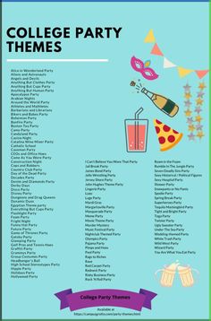 a college party poster with drinks and decorations