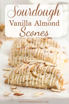 freshly baked sourdough discard scones made with vanilla and almonds