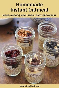 homemade instant oatmeal recipe in mason jars