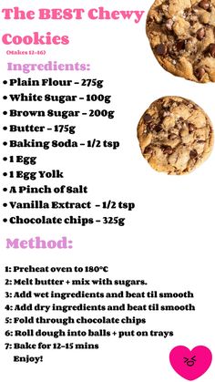 the best chewy cookies info sheet