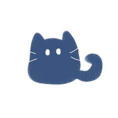 a drawing of a blue cat on a white background