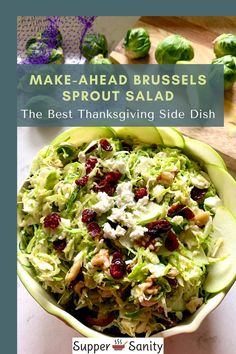 Shredded Brussels Sprout Salad in a bowl
