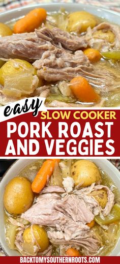 this easy slow cooker pork roast and veggies recipe is the perfect way to use up leftover meat