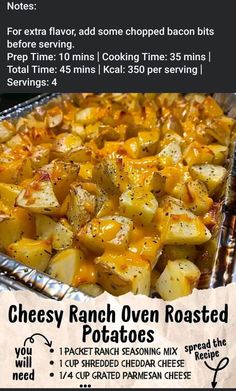 the recipe for cheesy ranch oven roasted potatoes