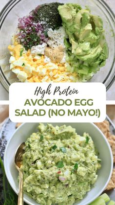 avocado egg salad no mayo in a bowl
