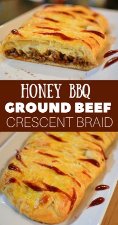 two slices of honey bbq ground beef crescent bread