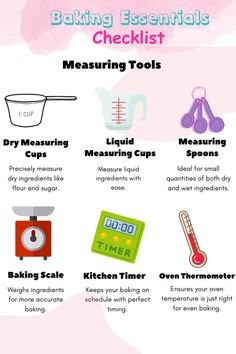 an info sheet describing how to use baking essentials for kids's kitchen tasks